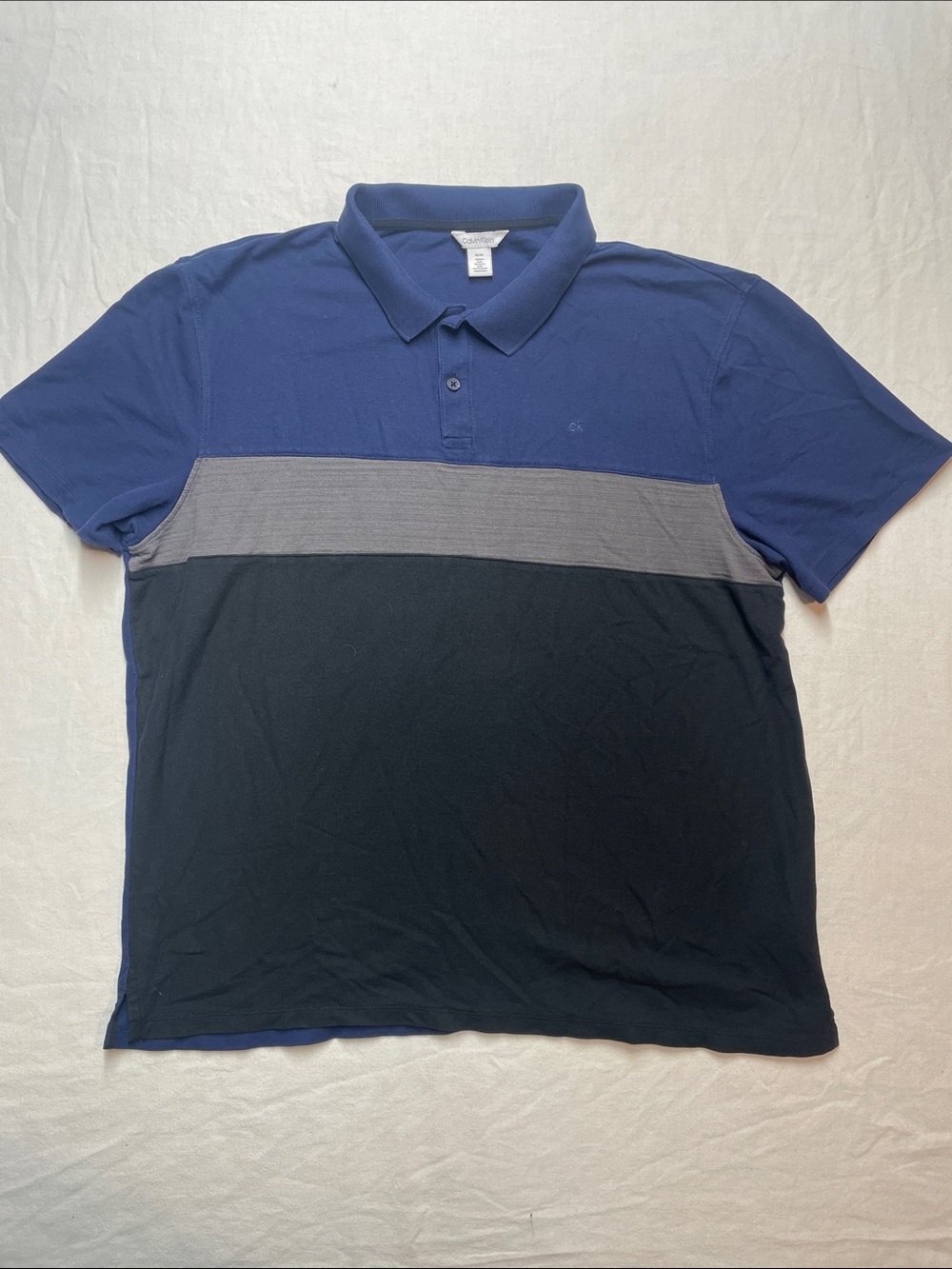 Calvin Klein Men's Colorblock Polo in Navy, Gray & Black